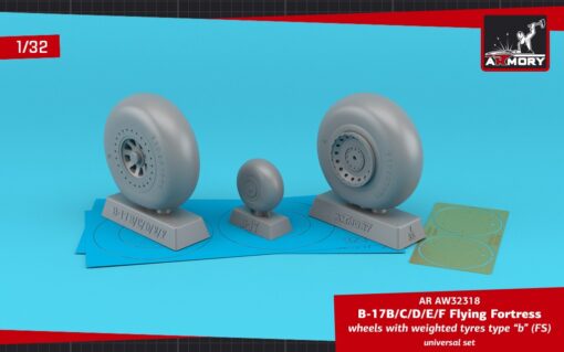 Armory 1/32 B-17B/C/D/E/F Flying Fortress wheels w/ weighted tyres type "b" (FS) & PE hubcaps AR AW32318