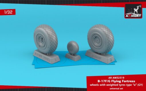 Armory 1/32 B-17G Flying Fortress wheels w/ weighted tyres type "a" (GY) AR AW32319