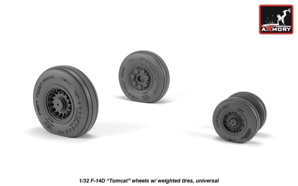 Armory 1/32 F-14 Tomcat late type wheels w/ weighted tires AR AW32310