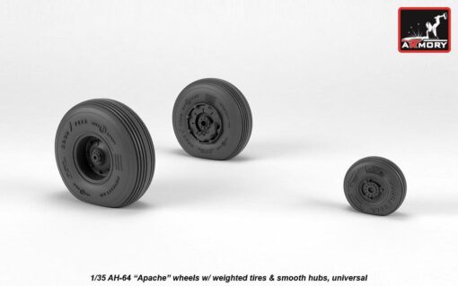 Armory 1/35 AH-64 Apache wheels w/ weighted tires, smooth hubs AR AW35304