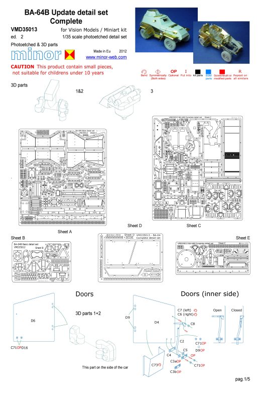 Minor 1/35 BA-64B Complete update detail set - plus mudguards VMD35013