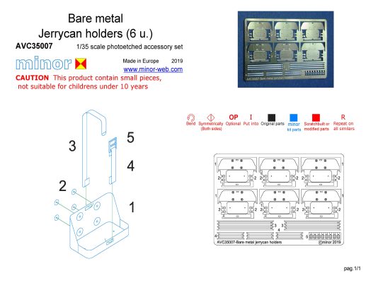 Minor 1/35 Bare metal jerrycan holders AVC35007