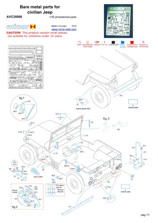 Minor 1/35 Bare metal parts for civilian WWII Jeep AVC35006