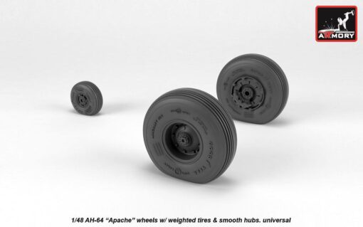 Armory 1/48 AH-64 Apache wheels w/ weighted tires, smooth hubs AR AW48330