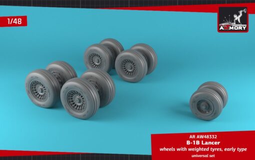 Armory 1/48 B-1B Lancer wheels w/ weighted tires, early AR AW48332