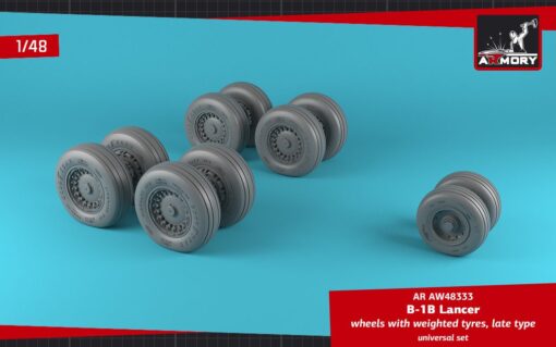 Armory 1/48 B-1B Lancer wheels w/ weighted tires, late AR AW48333