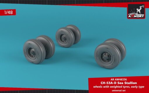 Armory 1/48 CH-53 Sea Stallion wheels w/ weighted tires, early AR AW48336