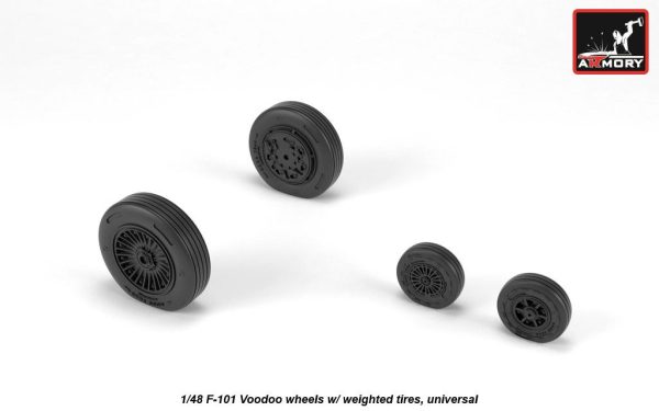 Armory 1/48 F-101 Voodoo wheels w/ optional nose wheels & weighted tires AR AW48318