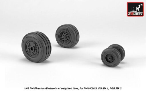Armory 1/48 F-4 Phantom-II wheels w/ weighted tires, late AR AW48325