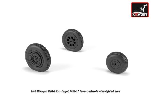 Armory 1/48 Mikoyan MiG-15bis Fagot (late) / MiG-17 Fresco wheels w/ weighted tires AR AW48033