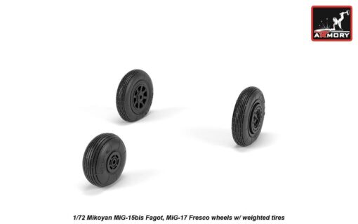 Armory 1/72 Mikoyan MiG-15bis Fagot (late) / MiG-17 Fresco wheels w/ weighted tires AR AW72054