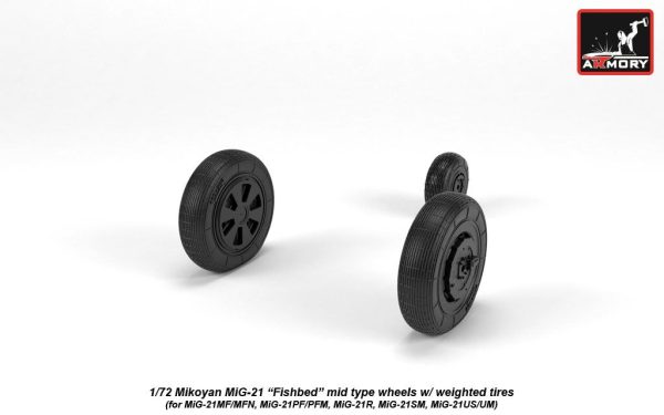 Armory 1/72 Mikoyan MiG-21 Fishbed wheels w/ weighted tires, mid AR AW72049