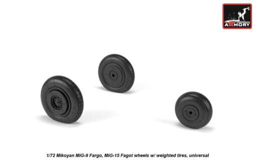 Armory 1/72 Mikoyan MiG-9 Fargo / MiG-15 Fagot (early) wheels w/ weighted tires AR AW72053