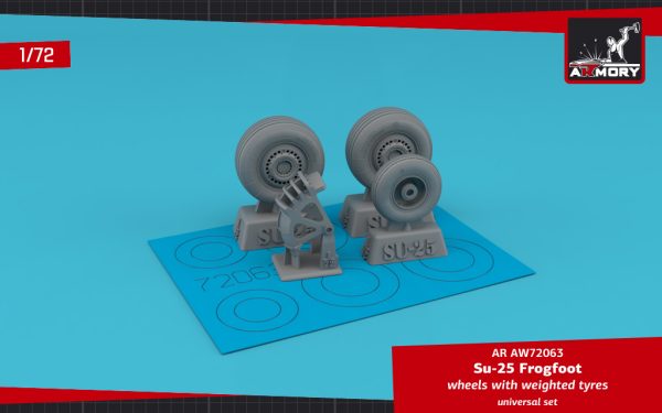 Armory 1/72 Sukhoi Su-25 Frogfoot wheels w/ weighted tyres & mudguard AR AW72063