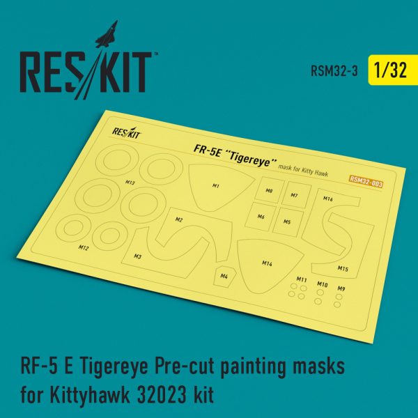 ResKit 1/32 RF-5 E Tigereye Pre-cut painting masks for Kittyhawk 32023 kit RSM32-0003
