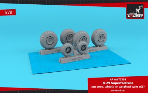 Armory 1/72 B-29 Superfortress late production wheels w/ weighted tyres (GS) AR AW72358