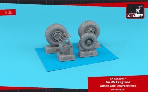 Armory 1/32 Sukhoi Su-25 Frogfoot wheels w/ weighted tyres & mudguard AR AW32017