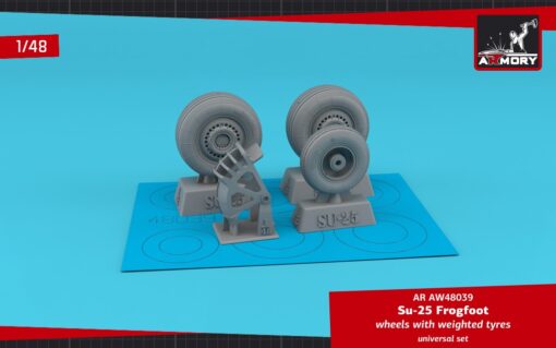 Armory 1/48 Sukhoi Su-25 Frogfoot wheels w/ weighted tyres & mudguard AR AW48039